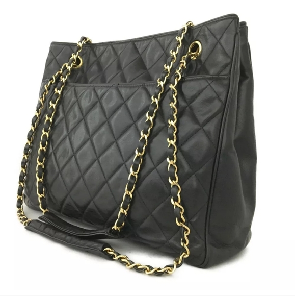 CHANEL CC Logo Lambskin Chain Large Shoulder Tote Bag - Picture 4 of 12